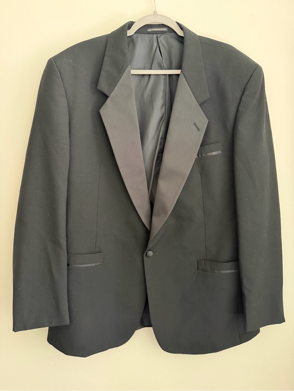 FUMAGALLI'S Black 100% Wool Satin Shawl Lapel Tuxedo Suit Jacket - Size 46R